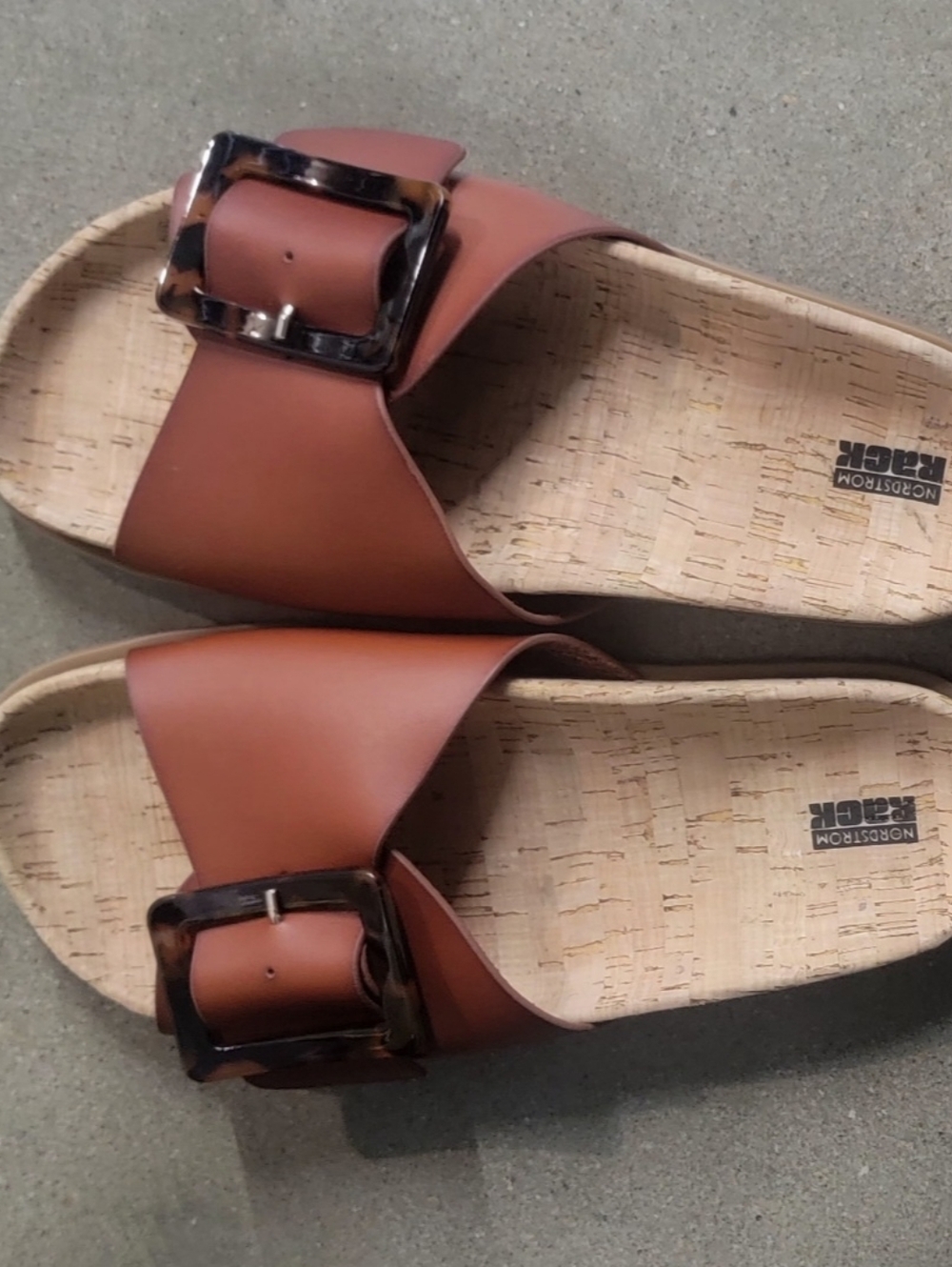 NWOB Brown Buckle Slide Sandals Size 6